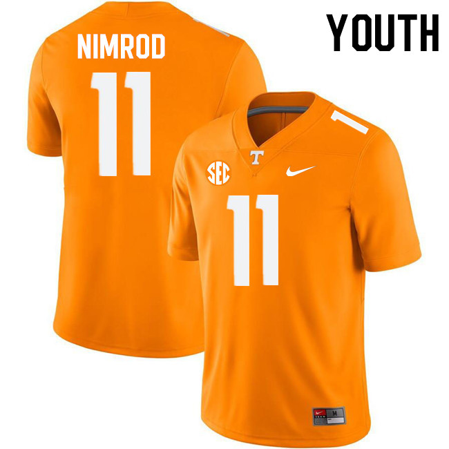 Youth #11 Chas Nimrod Tennessee Volunteers College Football Jerseys Stitched-Orange